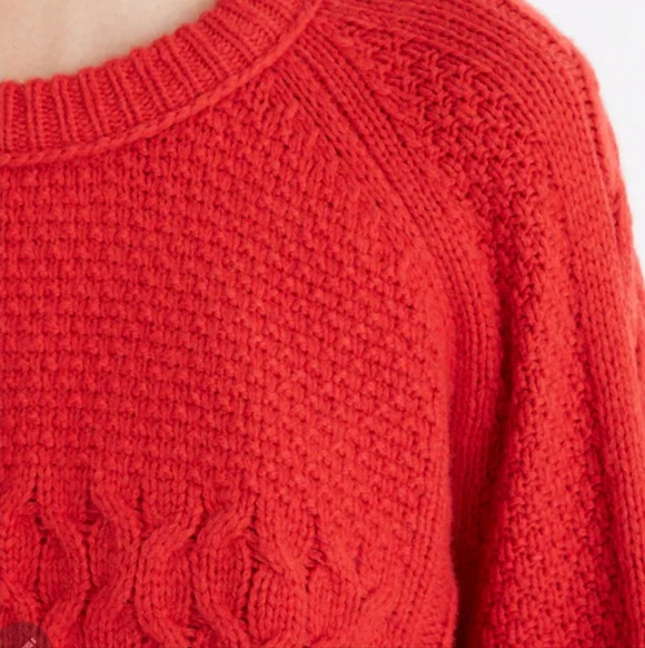 Madewell copenhagen cable sweater vibrant red xs - Picture 7 of 13